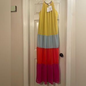NWT. Women’s Sugarlips multicolor maxi dress size Large